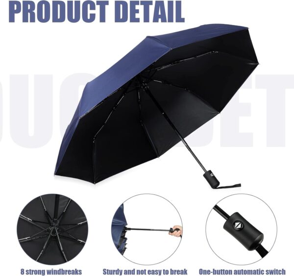 Jexine 6 Pcs Travel Compact Umbrella Automatic Open Close Windproof Small Light Backpack Purse Car Portable Collapsible Umbrella for Rain, Men Women - Image 3
