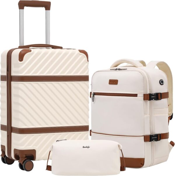 Coolife Luggage Set Suitcase Carry On Luggage PC Hardshell Luggage TSA Lock Spinner Wheels Telescopic Handle