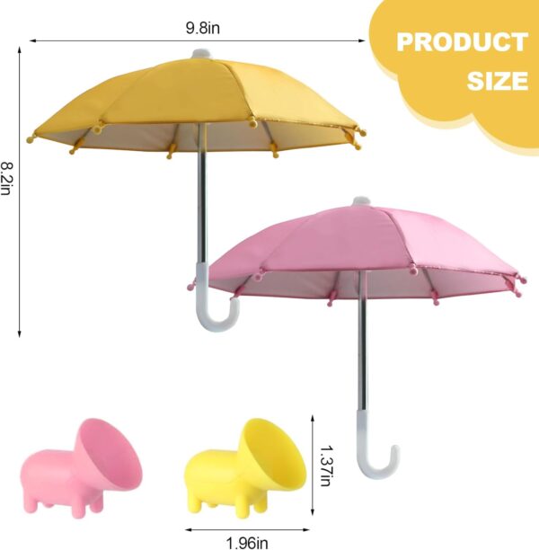 2pcs Cell Phone Umbrella for Sun Shade, Universal Adjustable Cute Phone Shade Umbrella with Piggy Style Suction Cup, Outdoor Anti-Glare Stand Sun Visor (Yellow & Pink) - Image 4