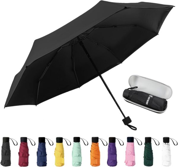 GAOYAING Compact Travel Umbrella,UV Protection, 39 Inches, Lightweight Folding Design, 8.6 oz, Portable Mini Size Manual