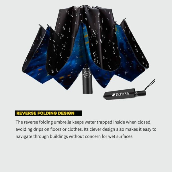 SIEPASA Inverted Umbrella, Large Windproof Compact Umbrellas for Rain & Sun, Compact Reverse Umbrella,Automatic Travel Folding Umbrella for Women Men. - Image 7