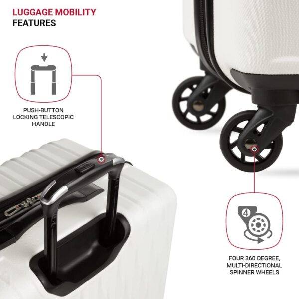 SwissGear 8018 Hardside Expandable Luggage with Spinner Wheels, White, 3-Piece Set (20/24/27) - Image 2