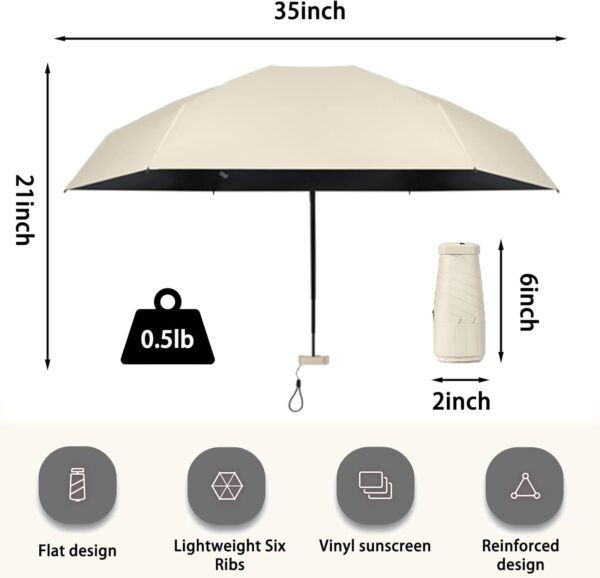 Compact Mini Travel Umbrella - Lightweight, Portable, and Windproof Sun & Rain Umbrella with 99% UV Protection - Perfect for Women, Men, and Kids on-the-go - Image 2