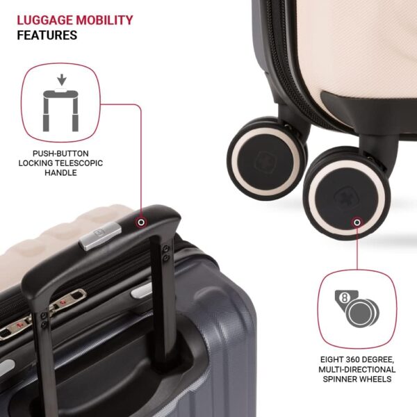 SwissGear Duet Hardside Expandable Luggage with Spinner Wheels, Pink/Dark Grey, 3-Piece Set (19/24/28) - Image 2