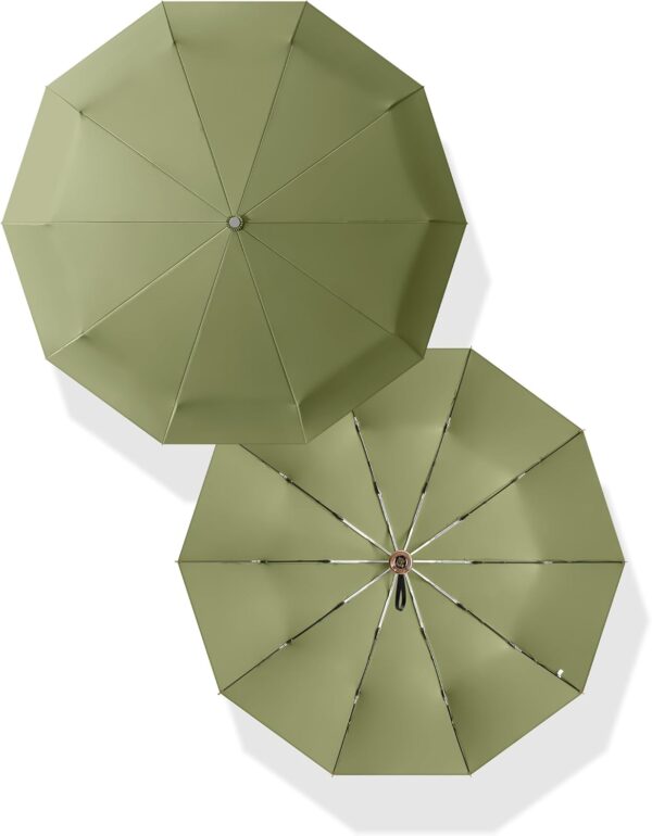 Rain Cats Large 46/50 Inch Umbrellas for rain Strong10 Ribs Fiberglass Umbrella Windproof Wabig Compact Automatic portable Folding Travel Thick Fabric Wood handle - Image 2