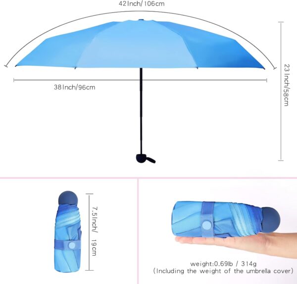 TIME LOVER Mini Windproof Folding Travel Umbrella, Sun & Rain Umbrellas, Compact Portable for Women Men Multiple Colors - Image 2