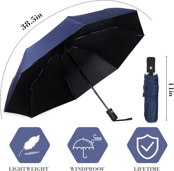 Jexine 6 Pcs Travel Compact Umbrella Automatic Open Close Windproof Small Light Backpack Purse Car Portable Collapsible Umbrella for Rain, Men Women - Image 2