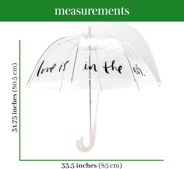 kate spade new york Clear Umbrella for Rain, Large Bubble Umbrella for Weddings, Love Is In The Air - Image 3