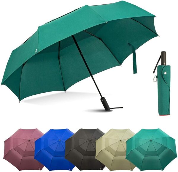 Portobello Large Umbrella For Rain - Big 54 Inch Double Vented Canopy, Folds Into Travel Size, Big Enough To Fit In 2 Adults, Heavy Duty, Sturdy, Windproof W/Auto Open Close