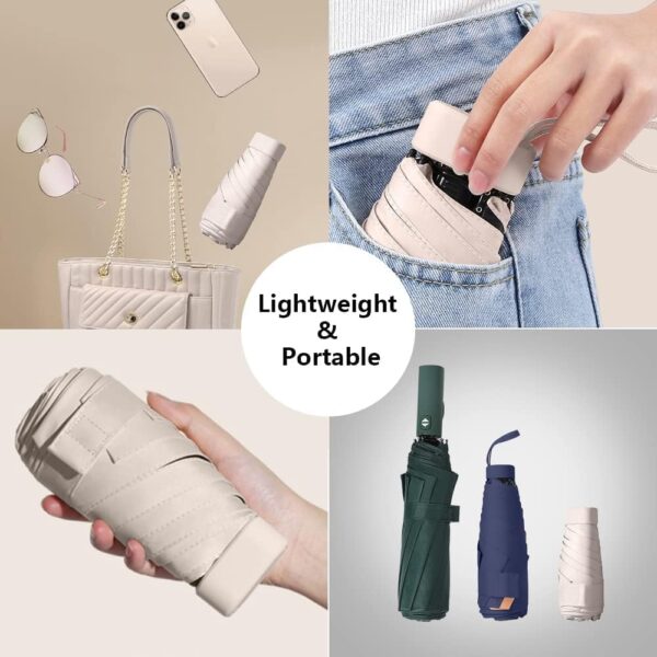 Mini Umbrella for Travel, Small Umbrella for Purse with Case for Sun and Rain, Sun Umbrella with UV Protection, Lightweight & Compact Umbrella for Women Men Kids Manual-Opening