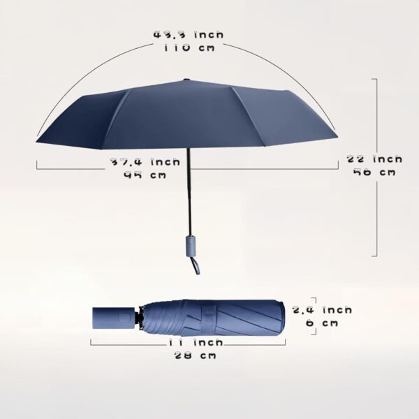 W.L Umbrellas for Rain: Compact Travel Essential, Lightweight & Portable with Automatic Open & Close Feature, Large Size Windproof Umbrella, Sun Protection Parasol with UV Protection - Image 2