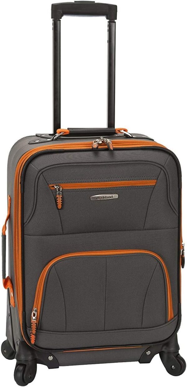 Rockland Pasadena Softside Spinner Wheel Luggage, Charcoal, Carry-On 20-Inch, F2281-CHARCOAL