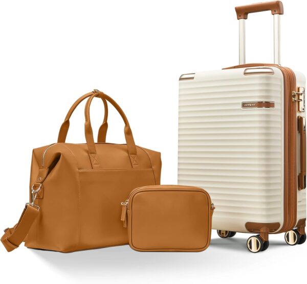 Joyway Expandable Carry on Luggage Sets Airline Approved with TSA Lock, Lightweight Hard Shell 20 Inch Carry-on Suitcase with Spinner Wheels, White