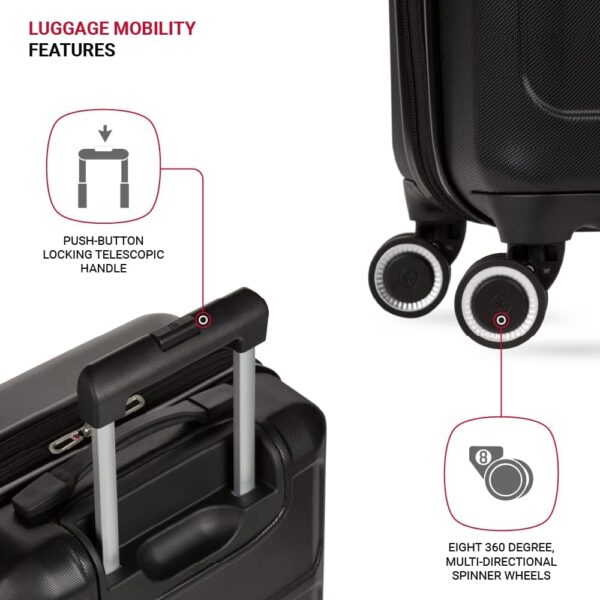 SwissGear 8090 Hardside Expandable Luggage with Spinner Wheels, Black, Carry-On 20-Inch - Image 2
