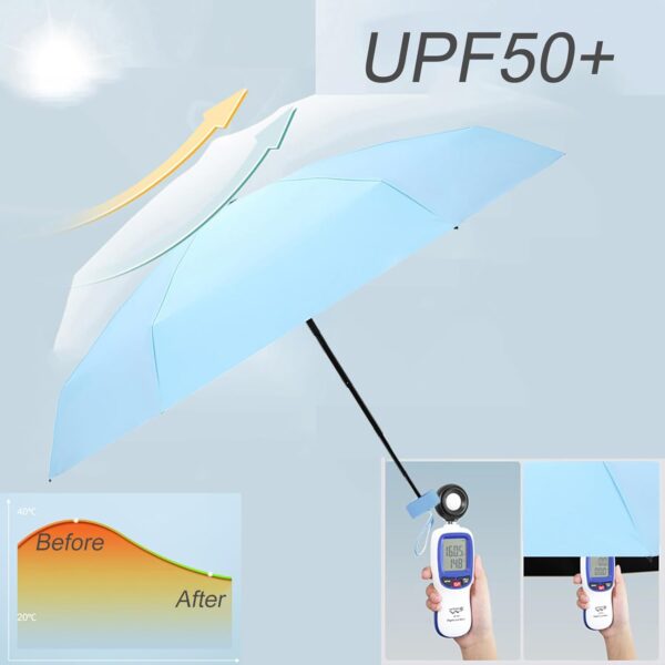Mini Umbrella for Travel - Small, Compact, Lightweight, UV Protection, UPF50+ Waterproof Parasol - Image 3