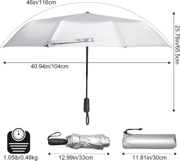 G4Free UPF 50+ UV Protection Sun Umbrella Double Layer Windproof Compact Travel Umbrella 46 Inch Auto Open Close - Image 3