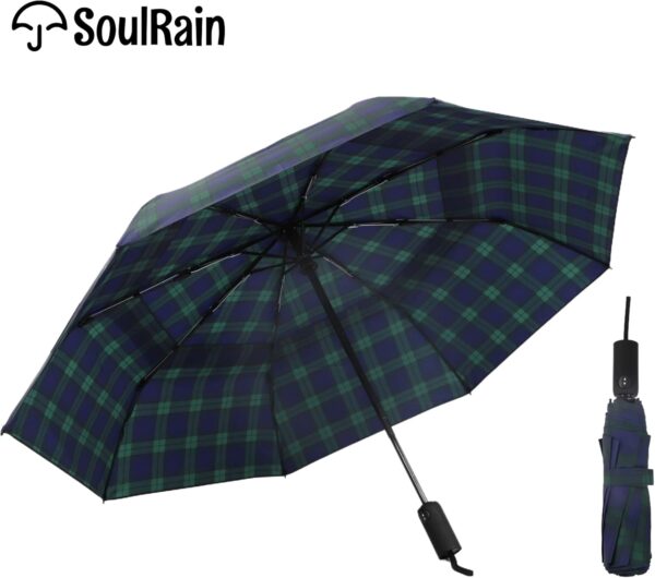 SoulRain Travel Umbrella - Windproof and Compact Umbrella for Rain - Perfect Large Auto Folding Umbrella - Ideal Car umbrella, Golf umbrella, and Travel Companion - Image 2