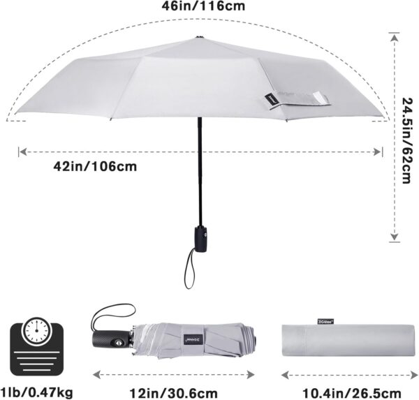 G4Free 46 Inch Reflective Travel Umbrella for Rain Large Windproof Auto Open Close Folding Compact Umbrellas, Strong Fiberglass Frame for Men Women - Image 3