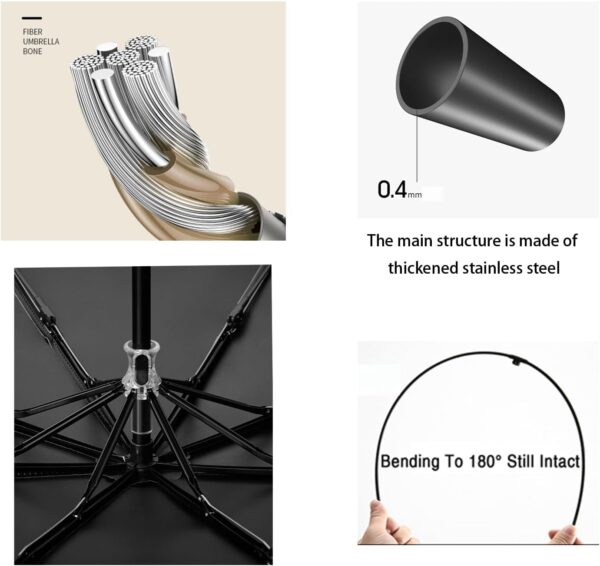 erised's bifrost Compact Folding Umbrella Carabiner Handle Coating Layer Fabric Blocking UV Protection 99.9%/Car/Small Travel Backpack/Lightweight Portable/Rain Sun Anti UPF 50/Men Women Kids - Image 2