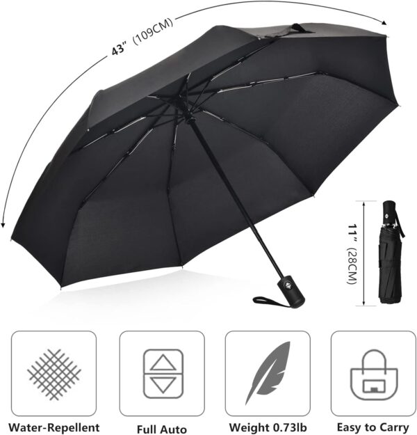 RONIARE 2 Packs Travel Umbrellas for rain Windproof Compact Umbrella Folding Small Strong and Portable Automatic Open and Close - Men and Women - Image 5