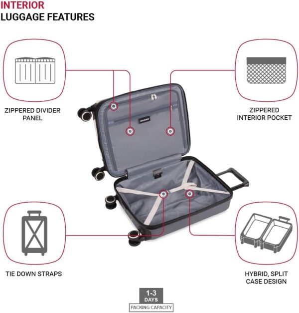 SwissGear Duet Hardside Expandable Luggage with Spinner Wheels, Pink/Dark Grey, 3-Piece Set (19/24/28) - Image 4