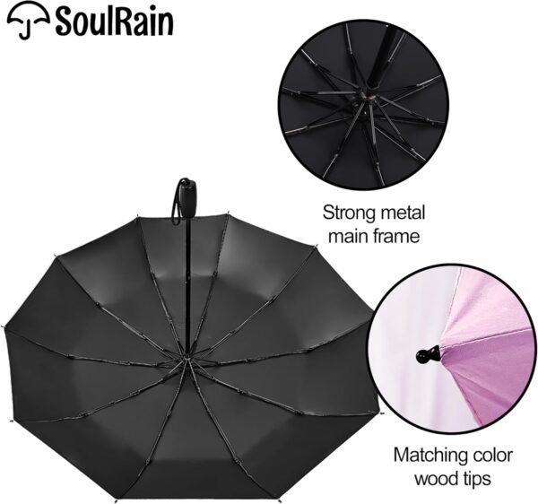 SoulRain 46" Travel Sun & rain Umbrella, Lightweight Windproof Umbrella, Portable Lightweight Compact Parasol with 95% UV Protection for women and men - Image 5