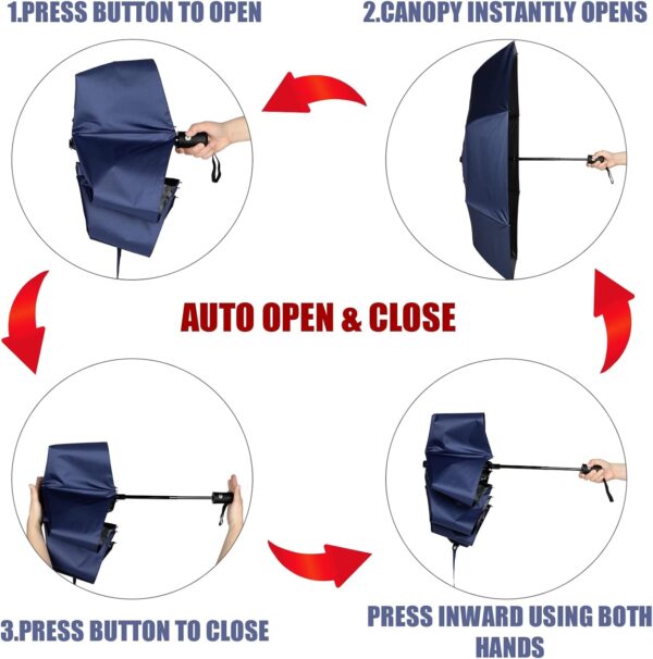 Jexine 6 Pcs Travel Compact Umbrella Automatic Open Close Windproof Small Light Backpack Purse Car Portable Collapsible Umbrella for Rain, Men Women - Image 4
