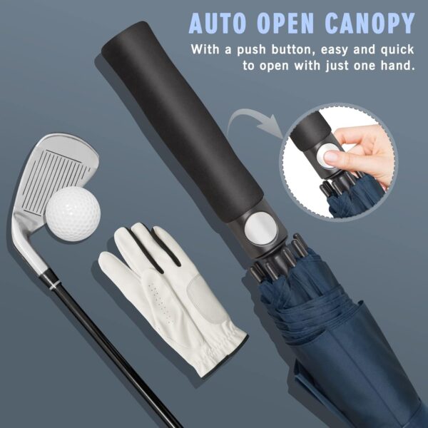 ZOMAKE Automatic Open Extra Large Golf Umbrella 51/54/62/68 Inch, Double Canopy Vented Windproof Oversize Stick Umbrellas for Rain - Image 4