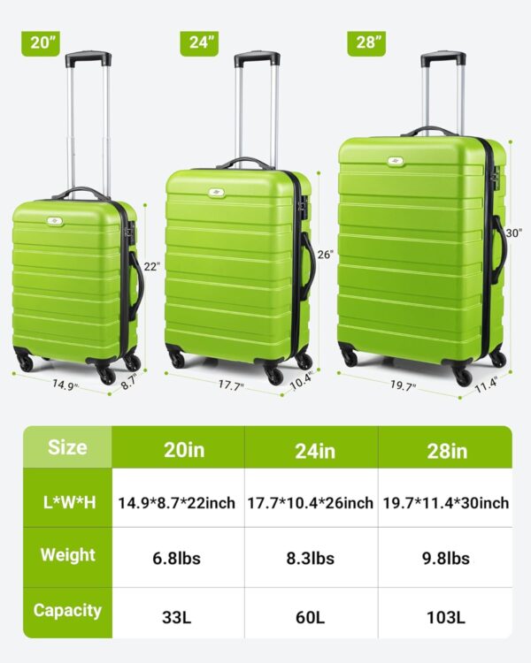 Suitour Luggage Sets 2 piece,Hardside Lightweight Suitcases, 20/28 inch Luggage with Spinner Wheels TSA Lock - Image 5