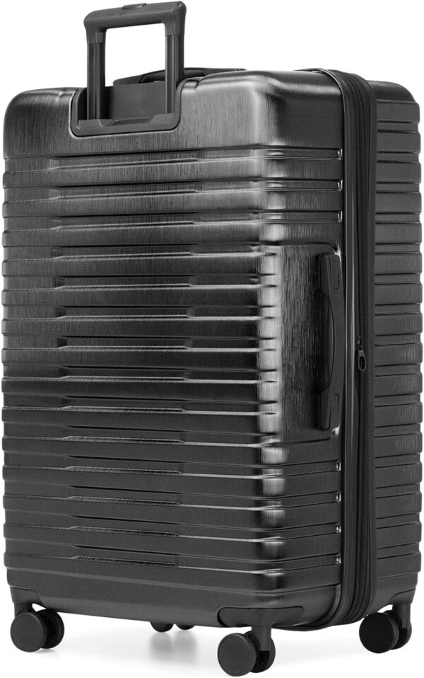 U.S. Traveler Boren Polycarbonate Hardside Rugged Travel Suitcase Luggage with 8 Spinner Wheels, Aluminum Handle, Black, 2-Piece Set, USB Port in Carry-On - Image 4