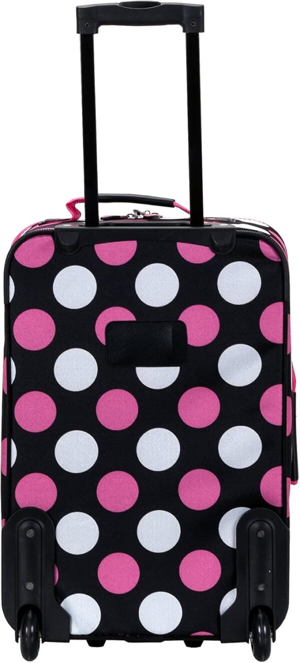 Rockland Escape 4-Piece Softside Upright Luggage Set, Telescoping Handles, Multi/Pink Dot, (14/19/24/28) - Image 2