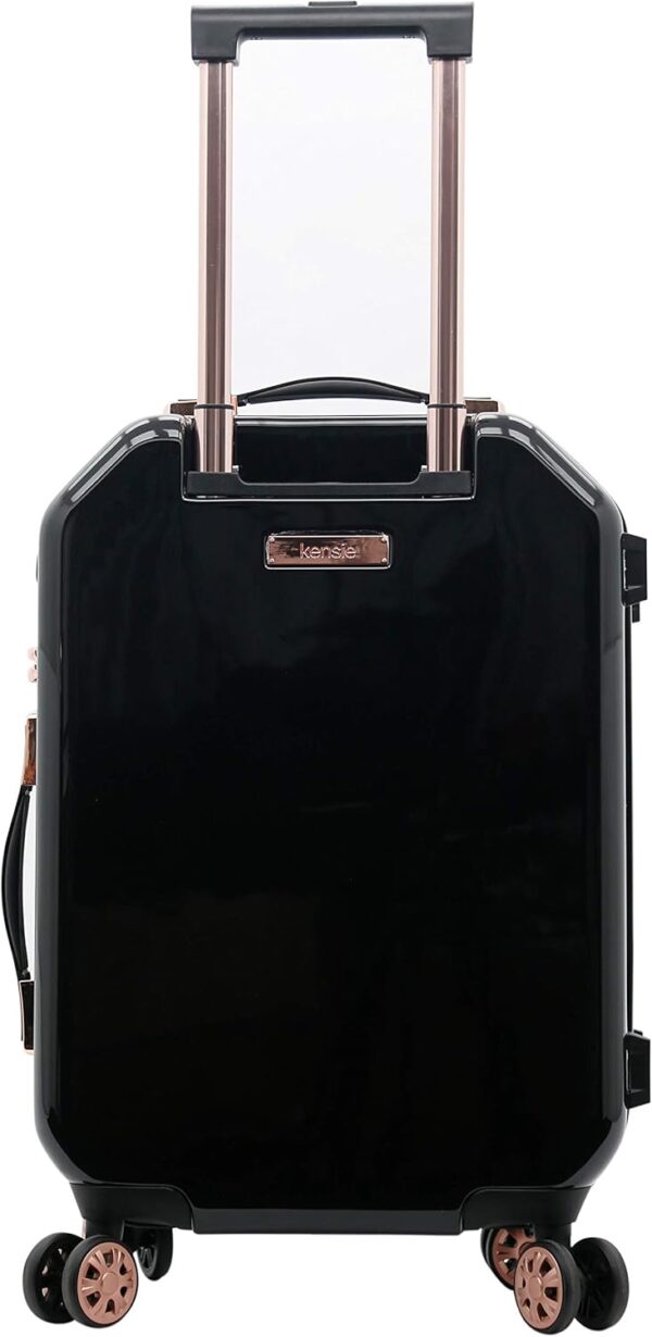 kensie Women's Shiny Diamond Hardside Spinner Luggage, Black, 2-Piece Set (20/28) - Image 2