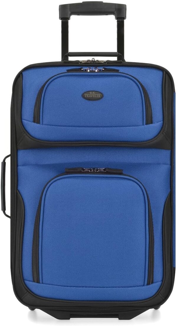 U.S. Traveler Lightweight Rolling 20" Carry On Luggage Softside Suitcase, Blue, 2 Wheel-1 Piece - Image 2