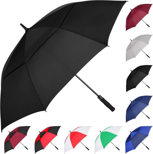 MRTLLOA 54/62/68/72 Inch Automatic Open Golf Umbrella, Extra Large Oversize Double Canopy Vented Windproof Waterproof Stick Umbrellas for Rain