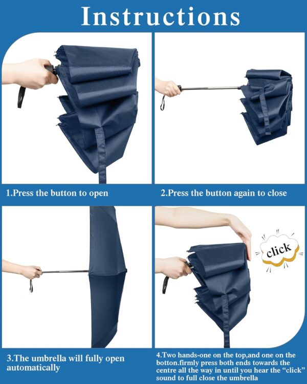 Yahenda 4 Pack Windproof Travel Umbrellas Bulk Automatic Open and Close Umbrella Folding Rain Umbrella for Men Women - Image 4