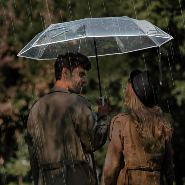 G4Free 42 Inch Clear Travel Umbrella Windproof, Automatic Open and Close Transparent Foldable Compact Umbrella for Rain, Wedding and Large Rain Use, Clear Canopy for Women Men - Image 5