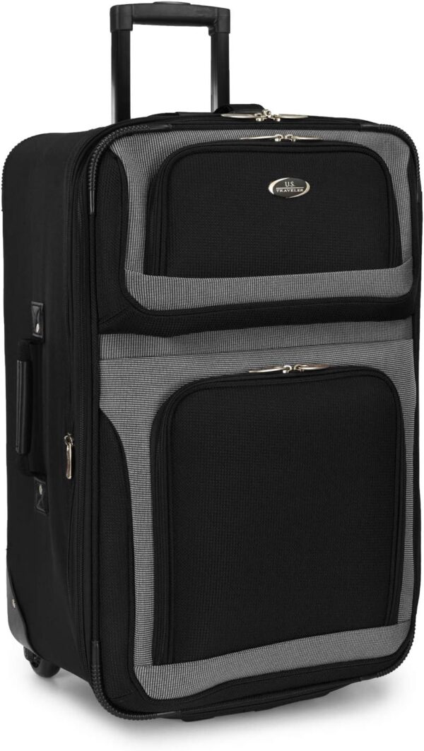 U.S. Traveler New Yorker Lightweight Softside Expandable Travel Rolling Luggage, Black/Grey, 4-Piece Set (15/21/25/29) - Image 4
