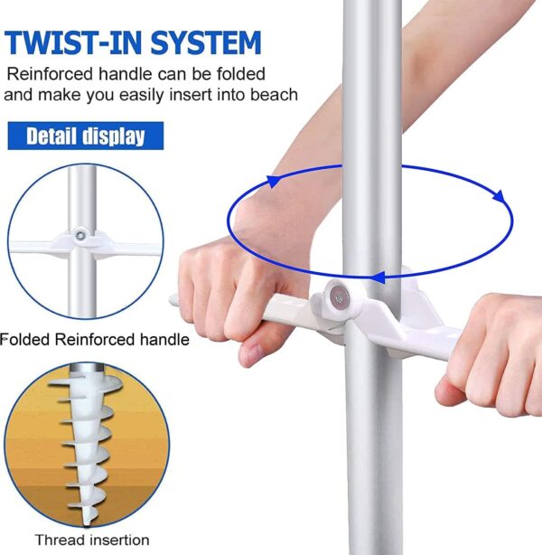 AMMSUN 6.5ft twice folded Portable beach umbrella with sand anchor windproof, Push Button Tilt and Air vent UPF 50+ Protection Fits in a large Suitcase for Patio Garden Beach Pool Backyard Blue - Image 5