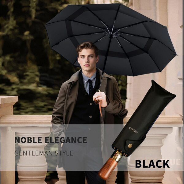 SIEPASA 49/54/62 Inch Windproof Golf Umbrella - Automatic Open/Close, Real Wood Handle - Large Folding Travel Umbrella for Wind, Rain & Sun Protection. - Image 4