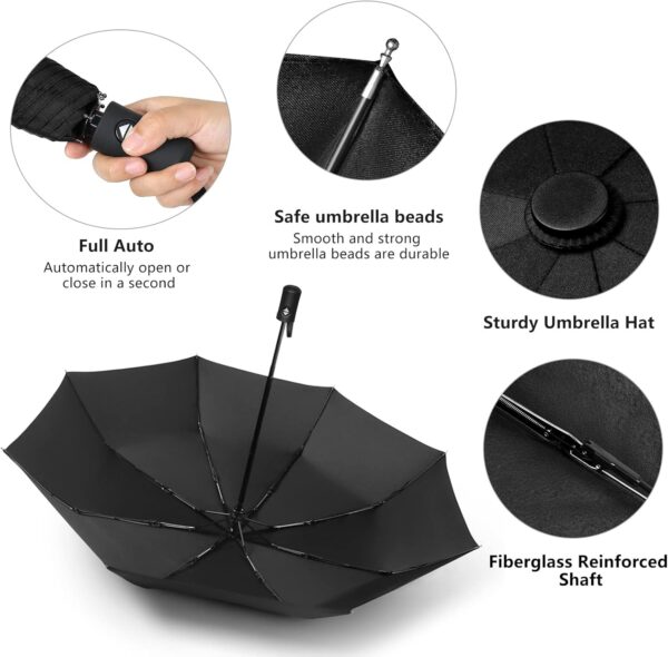 RONIARE 2 Packs Travel Umbrellas for rain Windproof Compact Umbrella Folding Small Strong and Portable Automatic Open and Close - Men and Women - Image 6