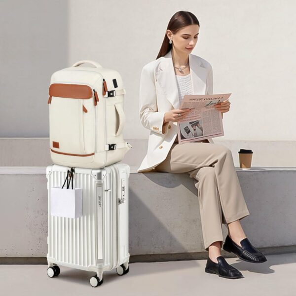 Joyway 20in Carry On Luggage with Cup Holder and USB Port, 25% Expandable Capacity, Smart Suitcase with Anti Slip Wheels and Backpack, Perfect for Men and Women 3 Piece Set White - Image 7