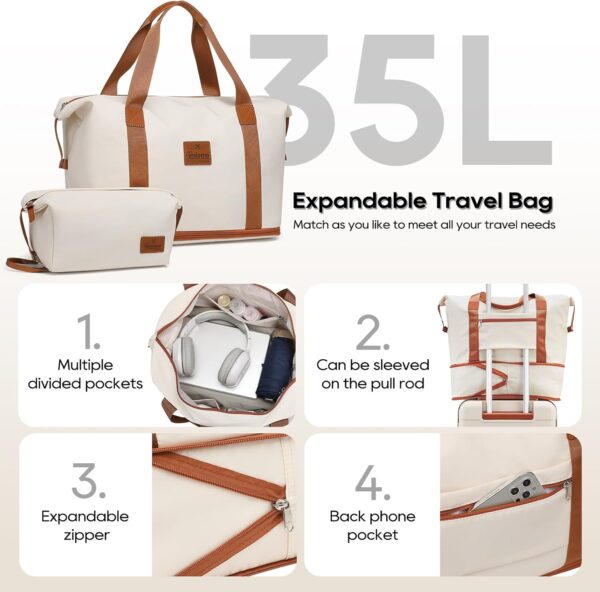 imiomo Luggage Sets 5 Piece with TSA Locks, Hardside Carry On Suitcase Set with Spinner Wheel, Lightweight Travel Luggage with USB Port, White - Image 4