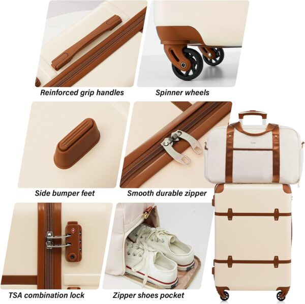 Coolife Luggage Set 3 Piece Suitcase Set Carry On Luggage PC Hardside Luggage TSA Lock Spinner Wheels Telescopic Handle - Image 3