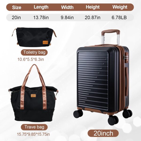 OUZZO PC Luggage,Travel Carry-on Luggage,TSA Approved Lock,Rolling ExpandableLuggage for Plane,22x14x9 Airline Approved,Hardshell Luggage,20-Inch Suitcase with Wheels,Black - Image 7