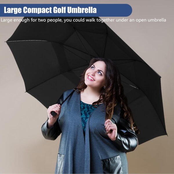 62/54/46 Inch Umbrellas for Rain Large Travel Compact Golf Umbrella Inverted Windproof Double Canopy 10 Ribs Automatic Open/Close UPF50+ Sun UV Protection - Image 3