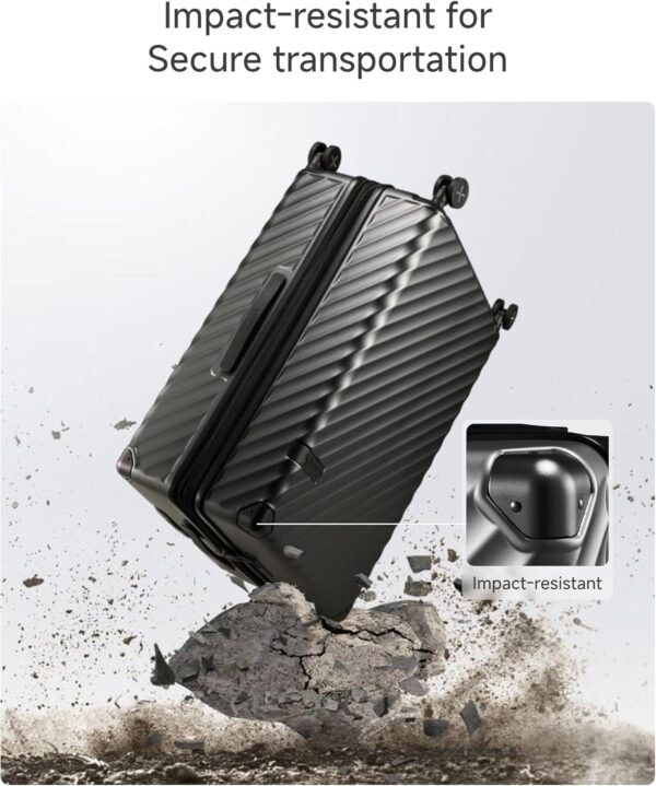LUGGEX Luggage with Spinner Wheels, Polycarbonate Expandable Hard Shell Suitcase, 2 Piece Set, Charcoal Metallic - Image 2