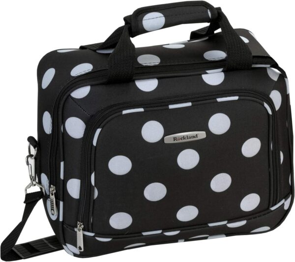 Rockland Polka Softside Upright Luggage Set, Expandable, Lightweight, Black Dot, 4-Piece (14/19/24/28) - Image 2