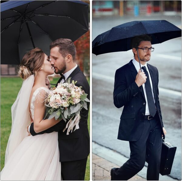 Jexine 6 Pcs Travel Compact Umbrella Automatic Open Close Windproof Small Light Backpack Purse Car Portable Collapsible Umbrella for Rain, Men Women - Image 6