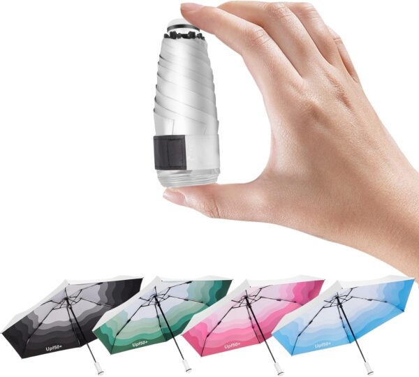 UPF 50+ UV Protection Mini/Small Travel Umbrella - Telescopic Handle Sun & Rain Shield, Ultra-Lightweight Pocket Foldable for Purse (Waterproof Windproof Compact Design)