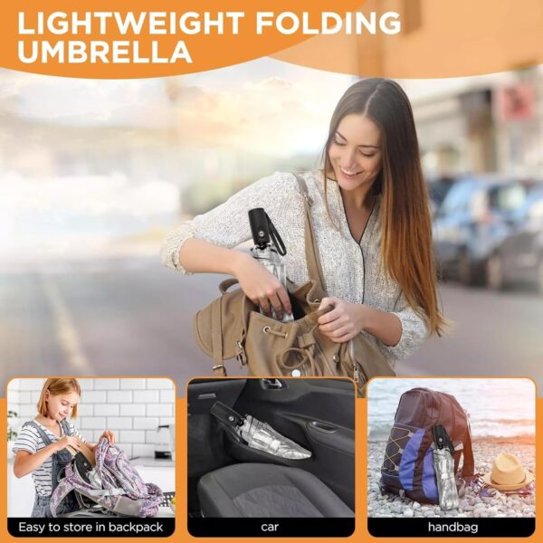 UPF 50+ UV Umbrella for Sun Protection Windproof Sun Umbrella with Titanium Coating Compact Lightweight Folding Umbrella for Travel Automatic Open Close - Image 5